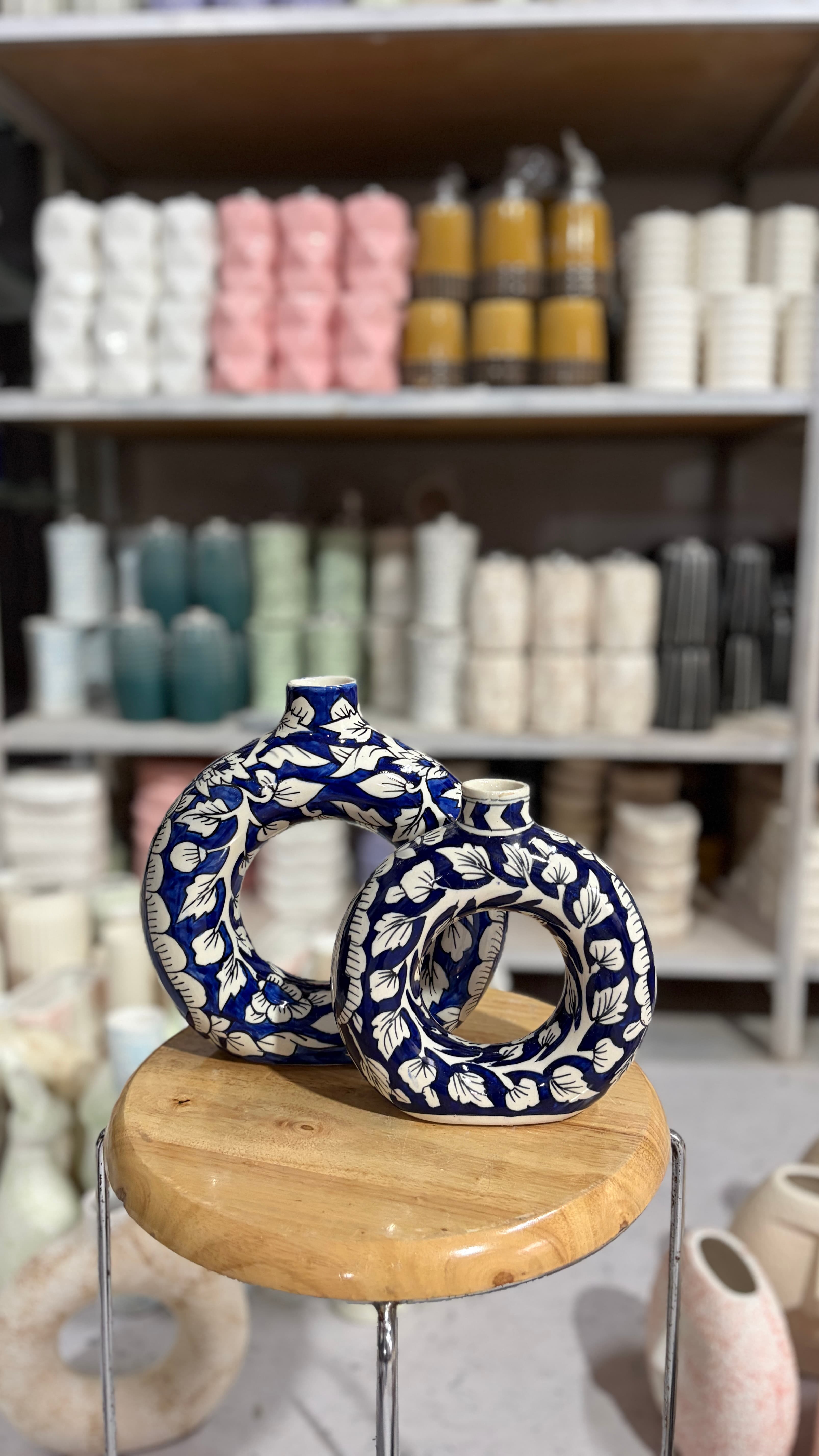 Indigo Floral Ring Duo